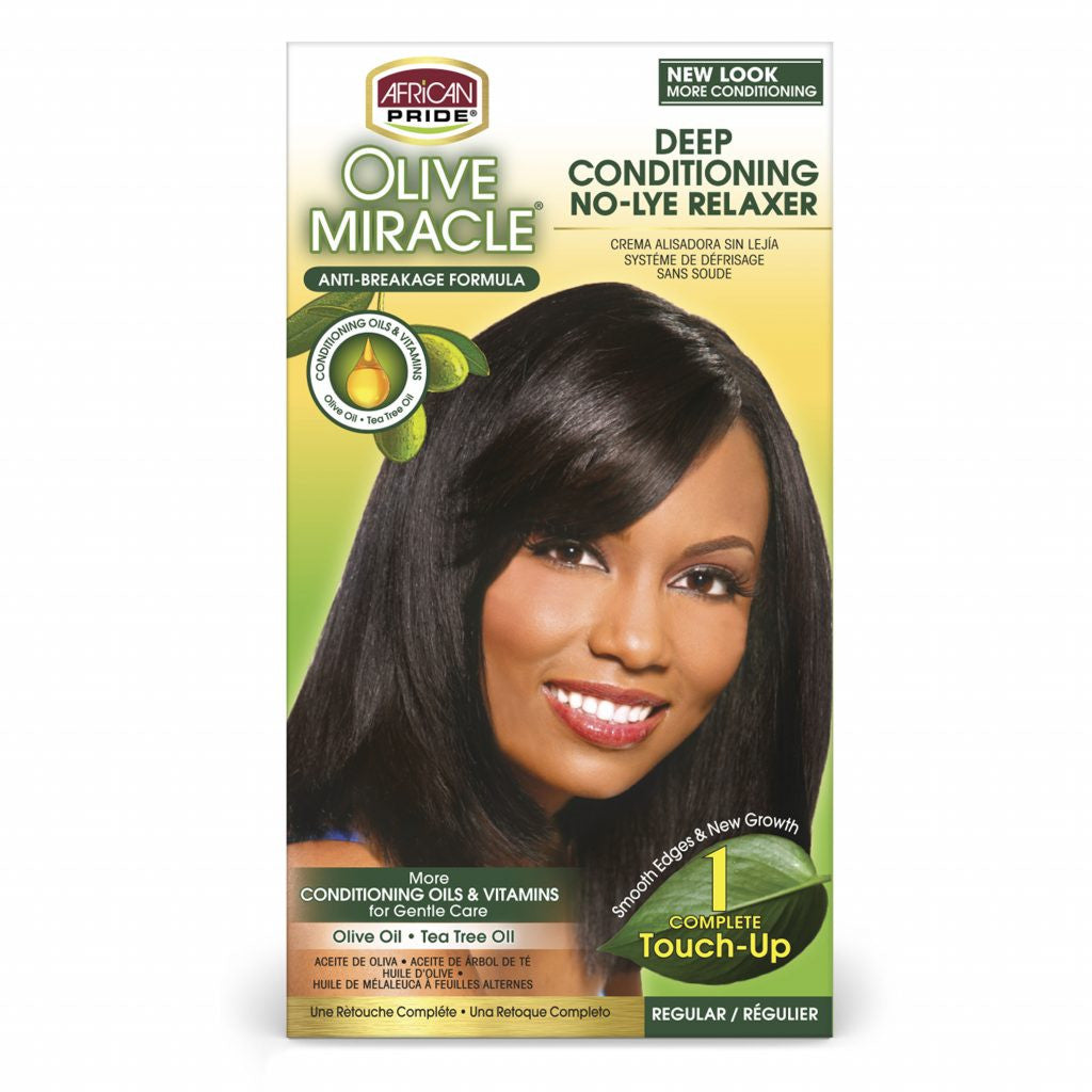 African Pride Olive Miracle Deep Conditioning No Lye Hair Relaxer, Regular Kit, 1 Ea